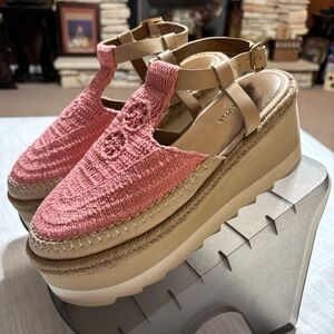 Free People Pink Crochet Espadrille Wedges